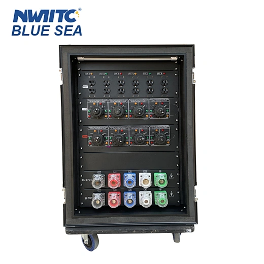 6 Road 20A American Edison & 4 Road 110V 19 Pin Socapex & 4 Road 220V 19 Pin Socapex Output Camlock In And Out Power Distributor